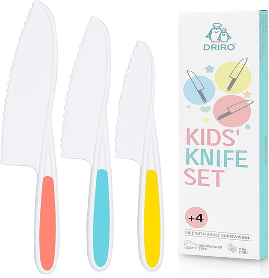 Kid Knives 3 Piece Nylon Kitchen, Kid Safe Knives, Kids Knives for Real Cooking, Toddler Knives Kids Knife Set for Cooking and Baking Kid Friendly Knives - (Assorted color)