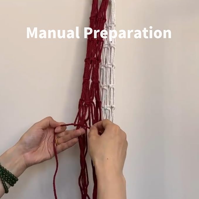 Hand-woven wine storage bag, Bohemian wine hanging bag, Bottle bag, Tote bag, 26 inch (Wine Storage Bag White + Red)