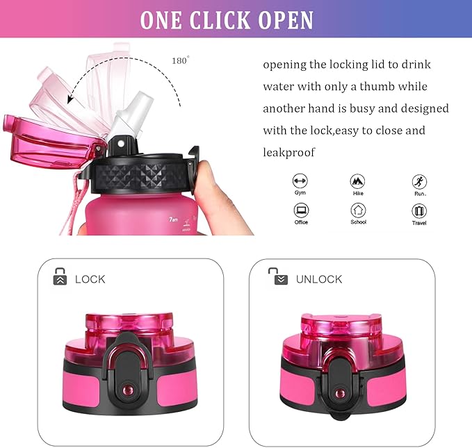 GOPPUS Kids Water Bottle with Straw Spout Lid 10pcs Stickers 12 oz Leak-proof BPA Free Motivational Time Marker Tritan Plastic Water Bottles for Girls Boys School Sports