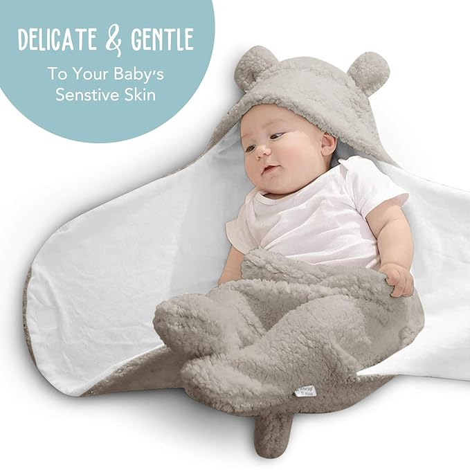 BlueMello Swaddle Blanket | Ultra-Soft Plush Essential for Infants 0-6 Months | Receiving Swaddling Wrap Grey | Ideal Newborn Registry and Toddler Boy Accessories | Perfect Baby Girl Shower Gift