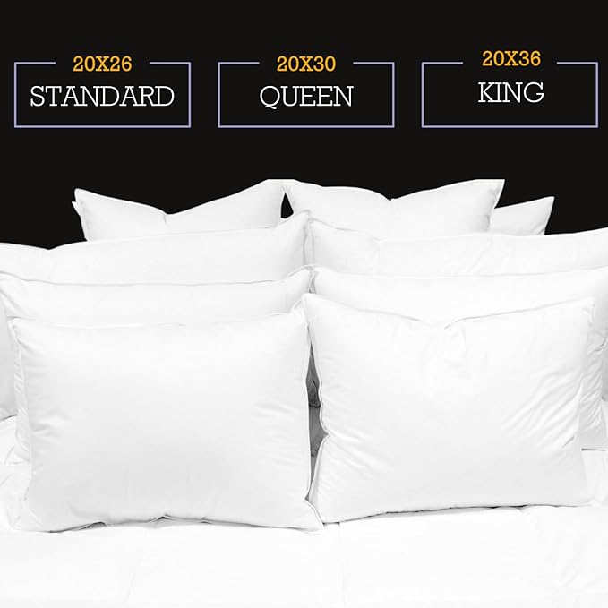 Down Etc Rhapsody Wrap Luxury Hotel 235-Thread Count 100% Down-Proof Soft Preshrunk Cotton Fabric Hypoallergenic Goose Down & Feather Pillow, King (Pack of 1), White