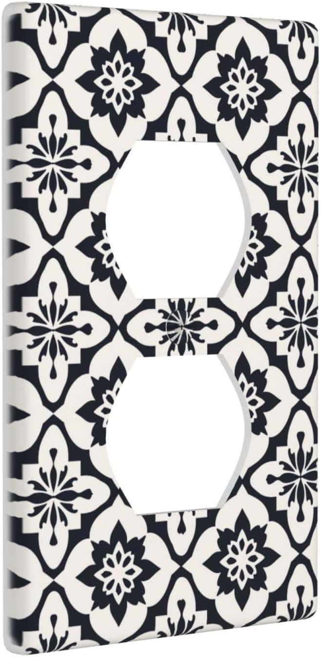 Black And White Duplex Electrical Outlet Funny Plastic Wall Plate Decorative Light Switch Cover For Women Girls Bedroom Kitchen Living Room