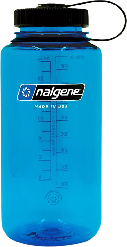 Nalgene Sustain Tritan BPA-Free Water Bottle Made with Material Derived from 50% Plastic Waste, 32 OZ, Wide Mouth, Slate Blue