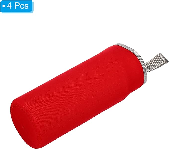 PATIKIL 65mmx180mm Water Bottle Sleeve, 4 Pack Neoprene Insulated Bottle Bag Holder Carrier Pouch with Finger Strap, Red