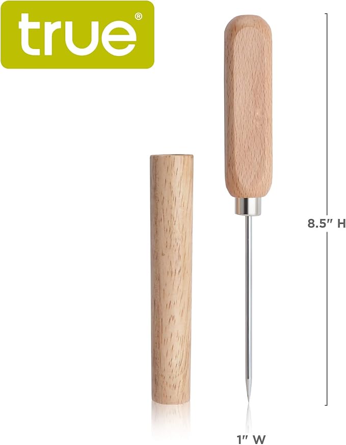 True Spike Wood Ice Pick, Wood Handle Stainless Steel Ice Shaper, Bar & Cocktail Tools