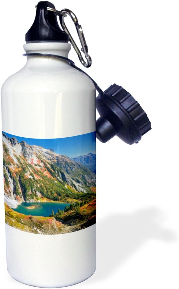3dRose USA, Washington. Doubtful Lake and The Stehekin Valley from Sahale Arm-Sports Water Bottle, 21oz , 21 oz, Multicolor