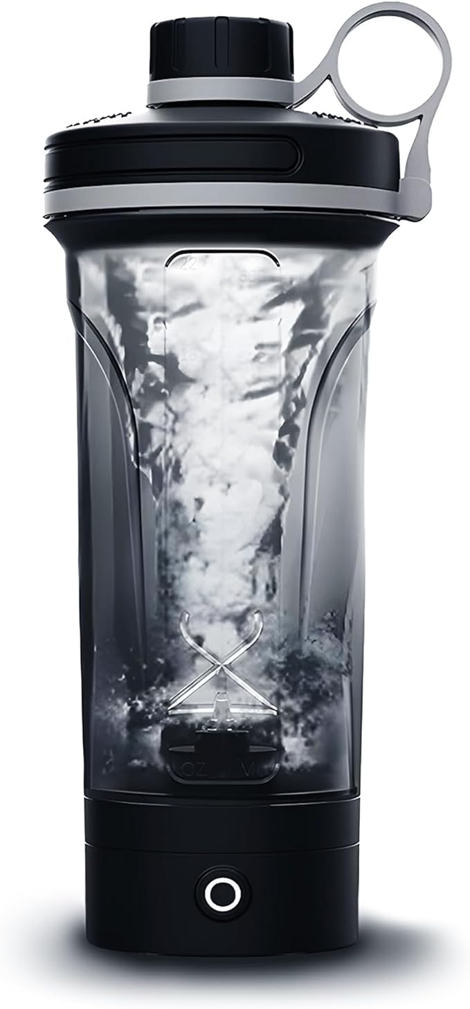 Electric Shaker Bottle, Portable Blender Protein Shaker, USB Rechargeable MixMate Blender For Protein Shakes Pre Workout Greens Coffee Pancake Mix Cocktail Cocktails (Matte Black)