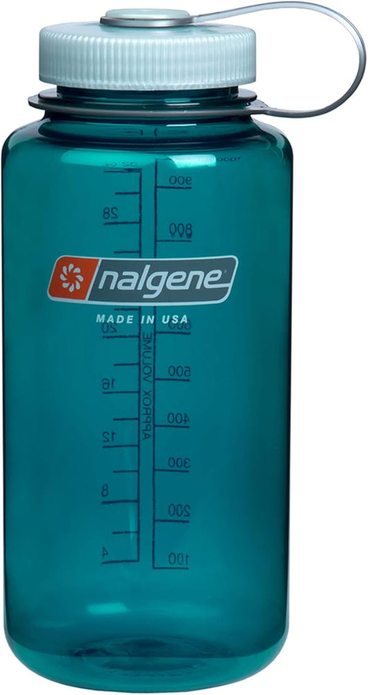 Nalgene Sustain Tritan BPA-Free Water Bottle Made with Material Derived from 50% Plastic Waste, 32 OZ, Wide Mouth, Trout Green