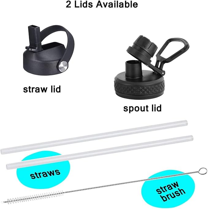 SENDESTAR Water Bottle 32oz,2 Lids(Straw lid),Wide Mouth Stainless Steel Vacuum Insulated Double Wall Keep Liquids Cold or Hot All Day,Sweat Proof Sport Design,Fit Car Cup Holder(Hydrangea)