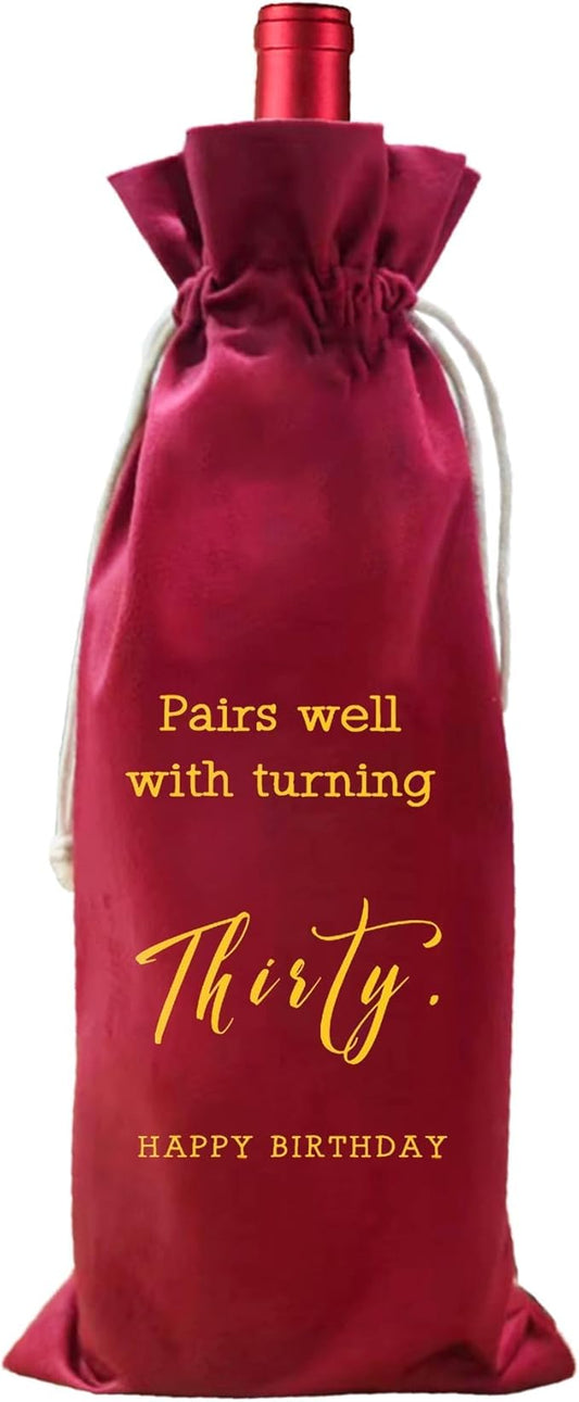 LANBAIHE 30th Birthday Gifts for Her,30th Birthday Gift for Women Men, 30 Years Old Birthday Gifts Wine Bag, 30th Birthday Decorations Party Supplies- 1994 Birthday (30th Birthday-Red)