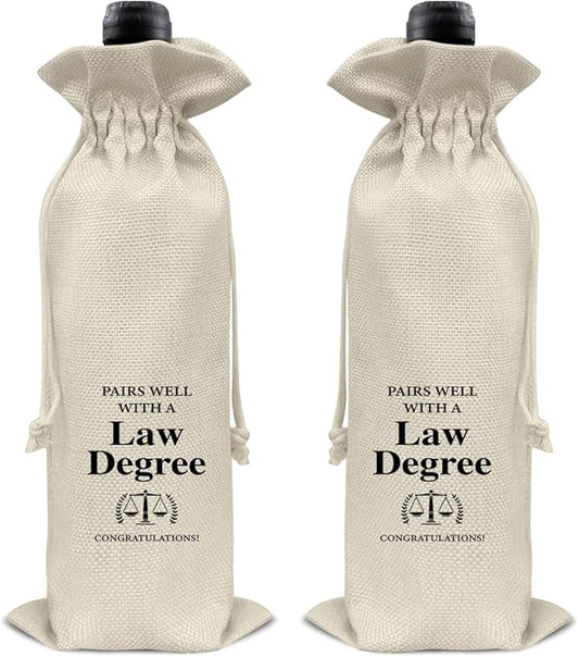 HOIJAUMAI Law Degree Graduation Gifts Law Graduation Gift Law Graduation Wine Bag Pairs Well with a Law Degree Wine Gift Bags for Women Men