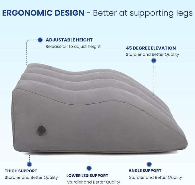Leg Elevation Pillow - Inflatable Wedge Pillow for Sleeping Leg Pillows for Sleeping Portable Leg Pillow for Swelling, After Surgery, Blood Circulation