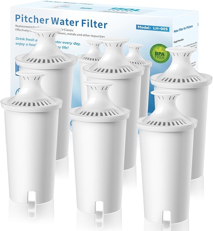 Replacement for Brita®Water Filter, NSF Certified Water Filter Pitchers Cartridges for Brita® Classic 35557, Ob03, Mavea® 107007, Lasts Two Months or 40 Gallons,Pack of 6