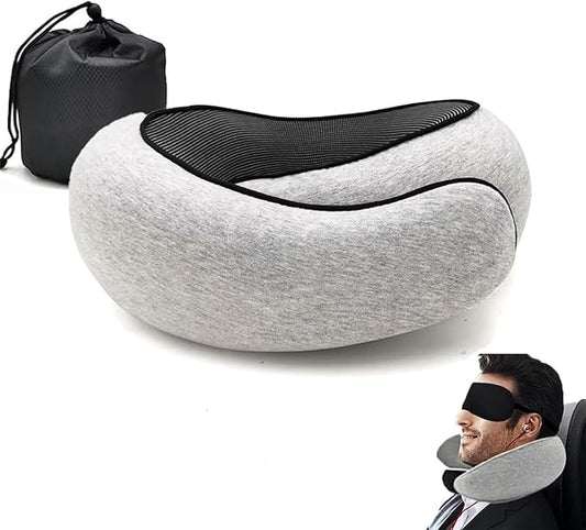 Travel Neck Pillow, Memory Foam Airplane Travel Pillow, 360 Degree Comfort and Breathability, Washable Modal Cover,Stowable U-Shaped Pillow