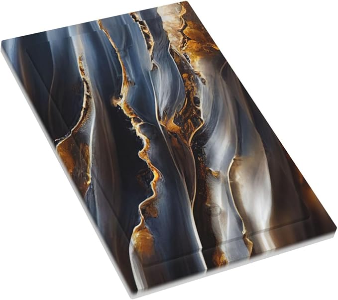 Gradient Abstract Ripple Blue Gold Marble Printed 1 Gang Light Switch Covers No Device Wall Plate Decorative Blank Switchplate Electrical Faceplate for Kitchen Bathroom Bedroom Decor