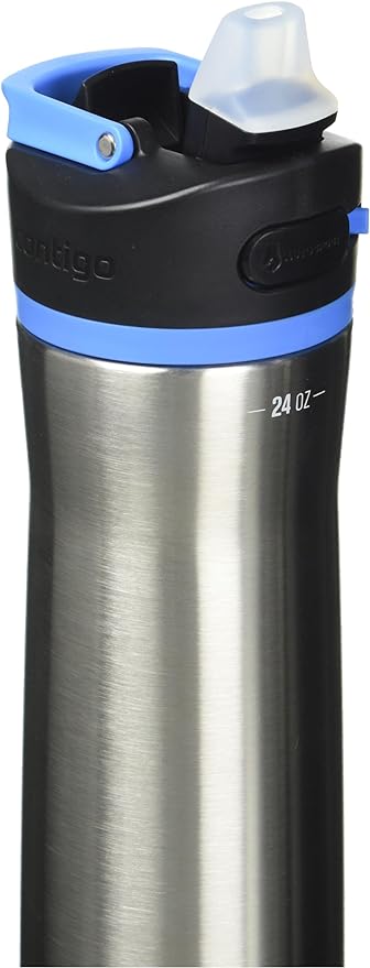Contigo Ashland Water Bottle, 24 oz, Stainless Steel w/Blue Poppy
