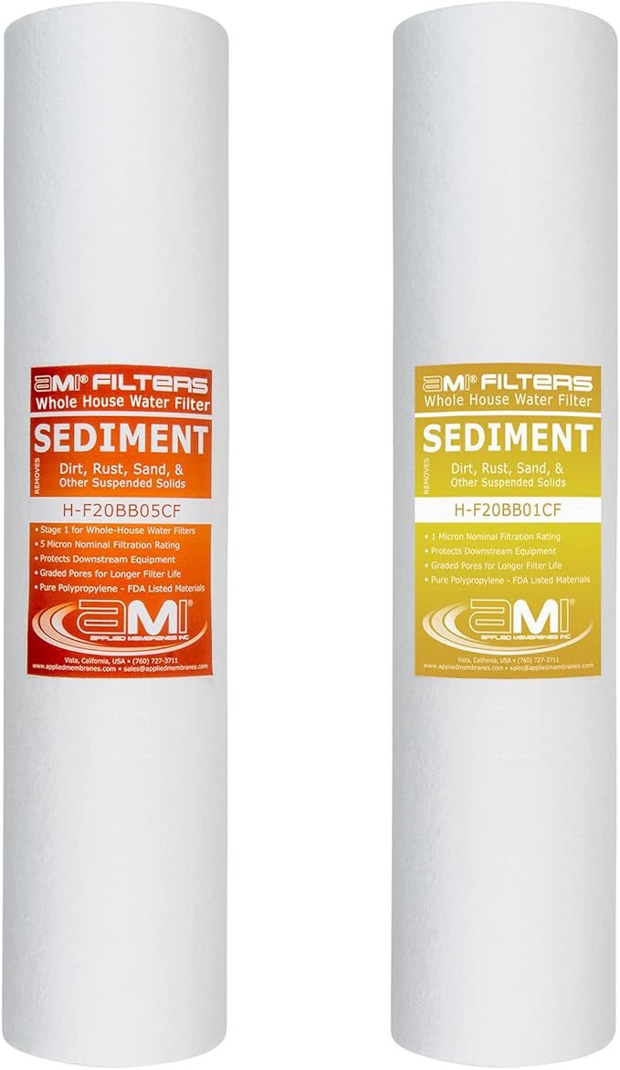 Applied Membranes Inc. 2-Stage Whole-House Water Filter System, 1-Micron and 5-Micron 4.5-Inch by 20-Inch Filters