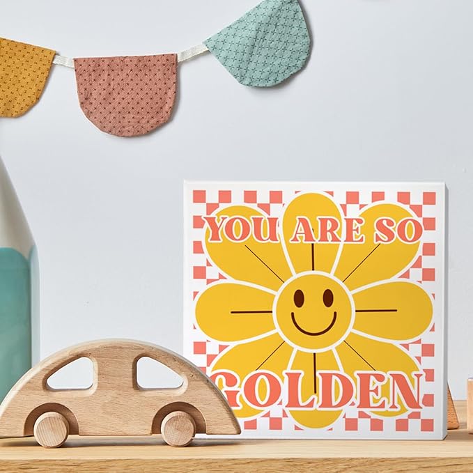 Baby Girl Nursery Desk Decor Wooden Sign, Nursery Decoration for Playroom Toddler Girl Bedroom, Nursery Gift for Baby Girl Newborn Kids, You Are So Golden