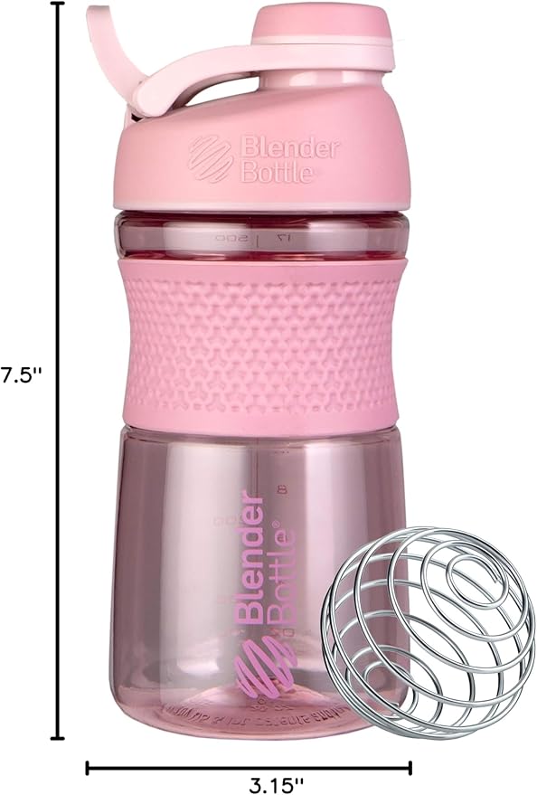 BlenderBottle SportMixer Shaker Bottle Perfect for Protein Shakes and Pre Workout, 20-Ounce, Rose