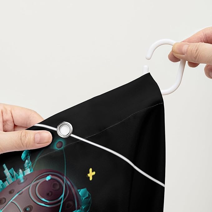 AILONEN Solar System Shower Curtains,Star Trek Bath Curtains for Bathroom Decor,Planet Galaxy Polyester Waterproof for Bathroom with 12 Hooks,72" W*72" H