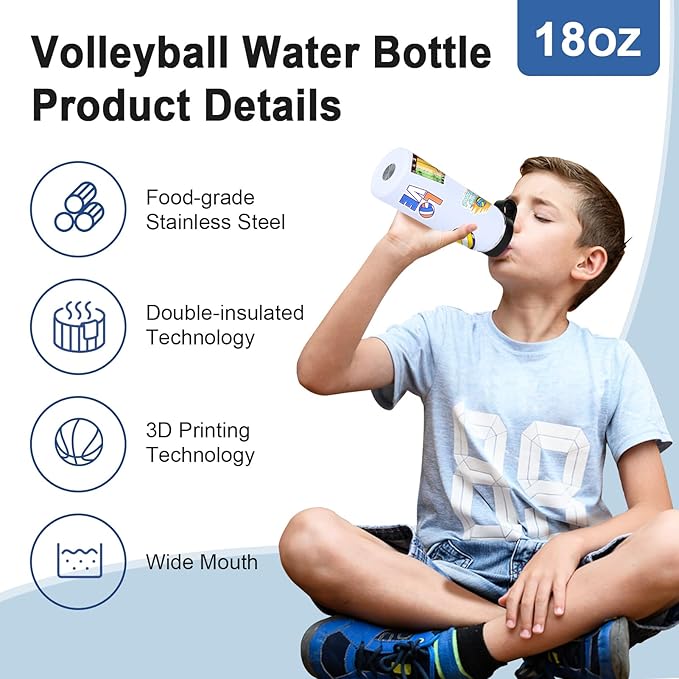 Volleyball Gifts,Volleyball Water Bottle and 50PCS Stickers Accessories Stuff for Teen Girls Player Lovers(18OZ)