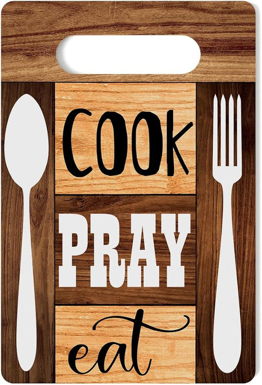 Farmhouse Kitchen Decor, Kitchen Signs Wall Decor, Wall Decor for Kitchen, Kitchen Decorations, Kitchen Door Wall Hanging Decor, Cook Pray Eat Wood Sign 8 x 12 Inch