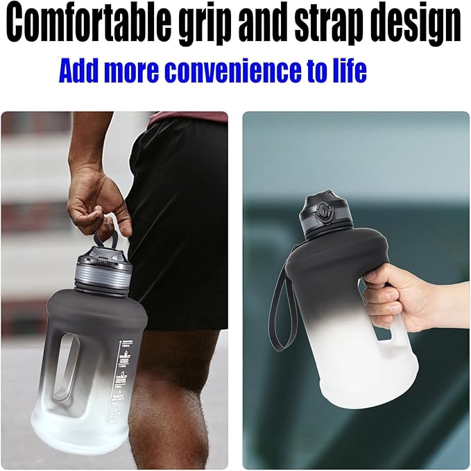 Sports Water Bottle, 63 Oz/1800mL, Leak Proof BPA Free Travel Outdoor For Men Women (Gradient_Black)