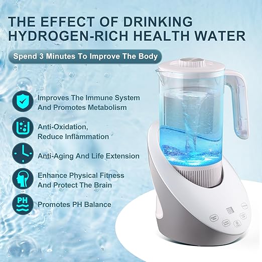 Hydrogen Water Pitcher Hydrogen Water Dispenser with SPE and PEM Concentrator Technology Electrolyzed Water Bottle Hydrogen Water Bottle with Calcium Sulfite Filt…
