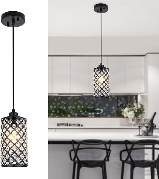 Pendant Lights Kitchen Island, Farmhouse Pendant Lighting, Crystal Pendant Light, Single Kitchen Island Lighting Over Island,1 Light Crystal Pendant Lights Kitchen Island