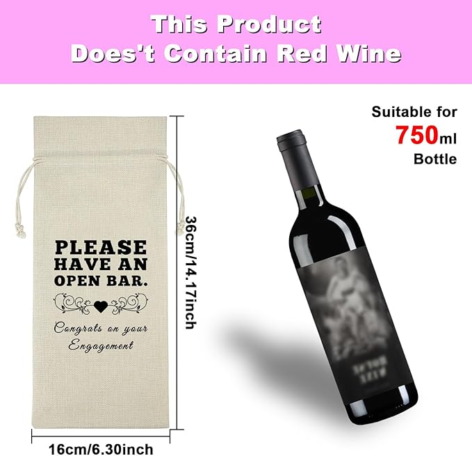 Engagement Gifts for Couples Engagement Wine Gift Bags Newly Engaged Gifts for Bride and Groom Her Him Burlap Wine Bottle Cover Bag Getting Married Engagement Gift Newlywed Gift for Friends Couples