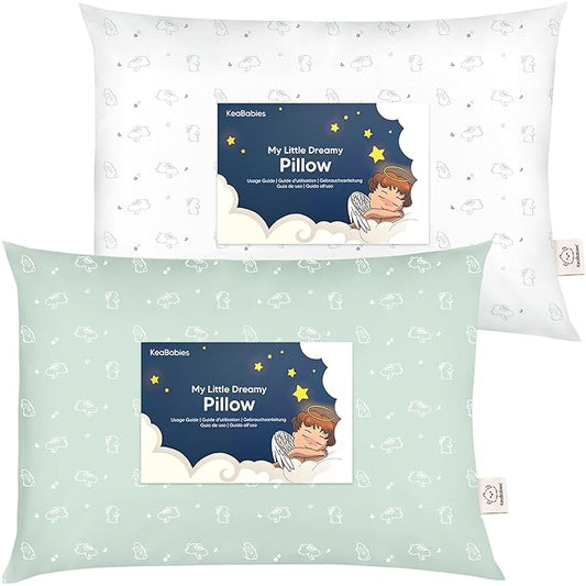 2-Pack Toddler Pillow - Soft Organic Cotton Toddler Pillows for Sleeping - 13X18 Small Pillow for Kids - Kids Pillows for Sleeping - Kids Pillow for Travel, School, Nap, Age 2 to 5 (Bunnies)