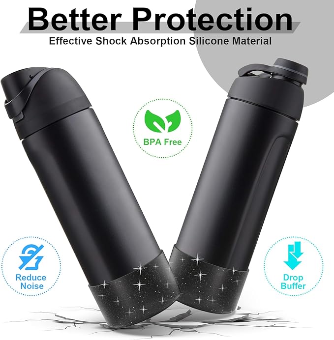 2PCS Silicone Water Bottle Boot for Owala 24oz 32oz 40oz, Anti-Slip Protective Sleeve Bottom Bumper Protector for FreeSip, Twist, and Flip Stainless Steel Water Bottles