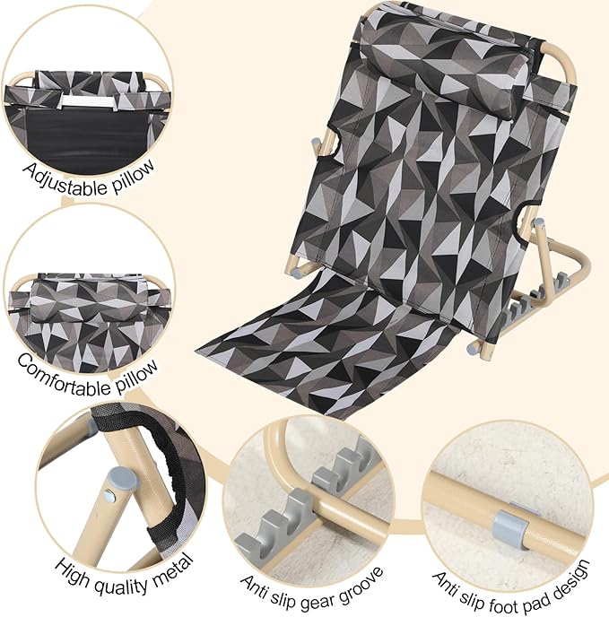 Lifting Bed Backrest Portable Folding Adjustable Sit up Back Rest Multifunction Chair for Bed Change Angle of Backrest for Elderly Patients Back Neck Lumbar Support (Mixed Color,23.6 Inch)