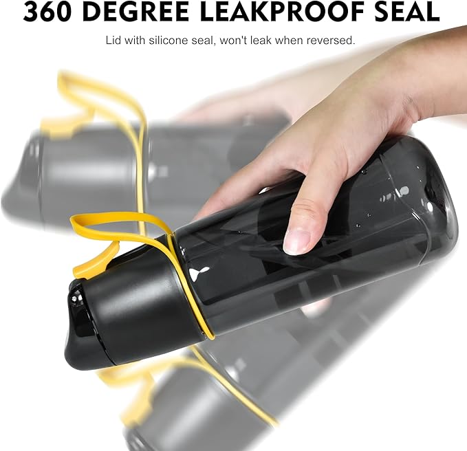 24 oz Sports Water Bottle with Spray Mist, Portable Water Mister Spray Bottle for Drinking, 2-In-1 Mist and Sip Bpa-Free Plastic Misting Water Bottle For Fitness and Outdoor, Wihte 1 Pack