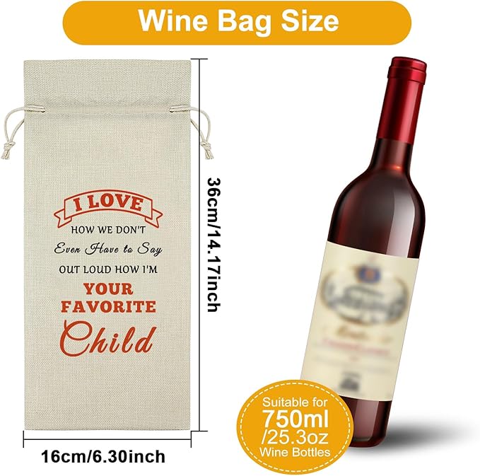 Parents Gifts from Child Wine Bag Mother Day Gift for Mom from Kids Fathers Day Gift from Daughter Son Wine Bottle Decoration Bag Birthday Present for Dad Mom Wine Accessories Gifts for Wine Lovers