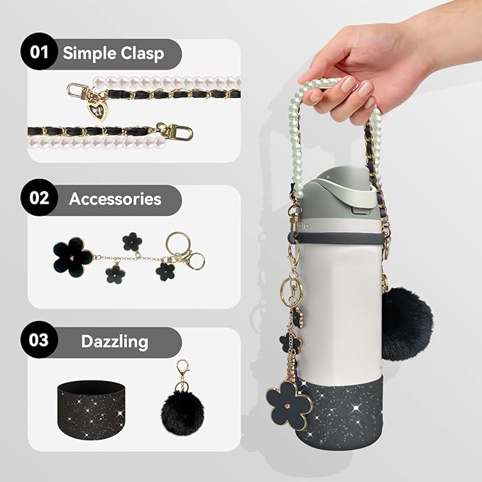 Water Bottle Handle Strap Compatible for Owala Accessories Compatible for Owala Boot Compatible for Owala Charms- Convenient, Stylish & Durable Hydration Solution for On-the-Go 24oz 32oz