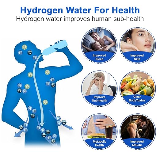Hydrogen Water Bottle Hydrogen Water Bottle Generator Portable Rechargeable Health Hydrogen Water Bottle Hydrogen Rich Water Ready in 3 Mins Suitable for Home Office Exercise Travel (420ML)
