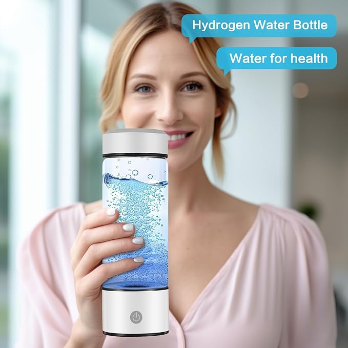 White 400ml Hydrogen Water Bottle High Hydrogen Concentration Generator Purifier Quantum Health Filter with SPE PEM Technology AY007