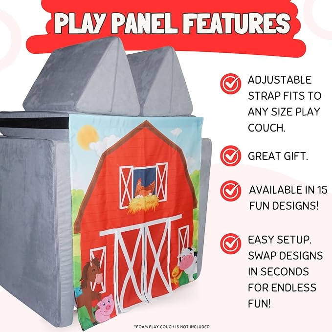 Play Panel for Childrens Foam Sofa Kids Couch (Barn)