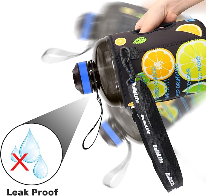 QuiFit Motivational Gallon Water Bottle - with Straw & Time Marker BPA Free Large Reusable Sport Water Jug with Handle for Fitness Outdoor Enthusiasts Leak-Proof