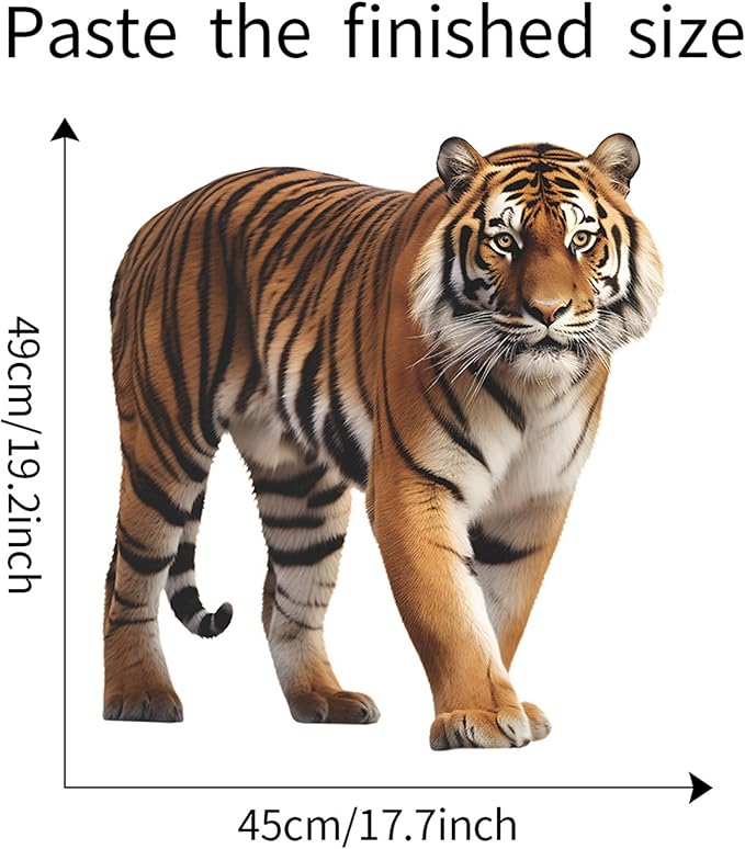 Lifelike Tiger Wall Decal 3D Animals Wall Sticker Safari Wall Decor for Nursery Kid'sroom School Classroom Livingroom Bedroom Bathroom Decoration (Lifelike Tiger 2)