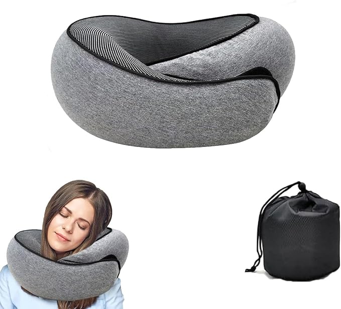 FAGOBYX Travel Pillow,Neck Pillow for Traveling,Airplane Pillow Flight Pillow,360° Travel Neck Pillows for Airplanes,Travel Neck Pillows for Airplanes,Travel Pillow,Neck Pillow (Grey)