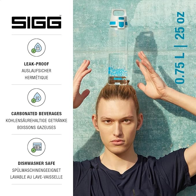 SIGG - Tritan Renew Transparent Water Bottle - Total Clear ONE MyPlanet - For Carbonated Beverages - Dishwasher Safe - With Fruit Strainer - Leakproof & Lightweight - BPA Free - 17 Oz / 25 Oz / 51 Oz