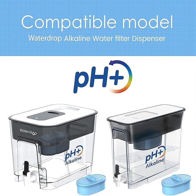 Waterdrop WD-DF-AL-A Replacement Alkaline Filters for Alkaline Dispenser Filtration System, Improved Coffee Taste, Last Up to 2 Months or 100 Gallons (Pack of 3)