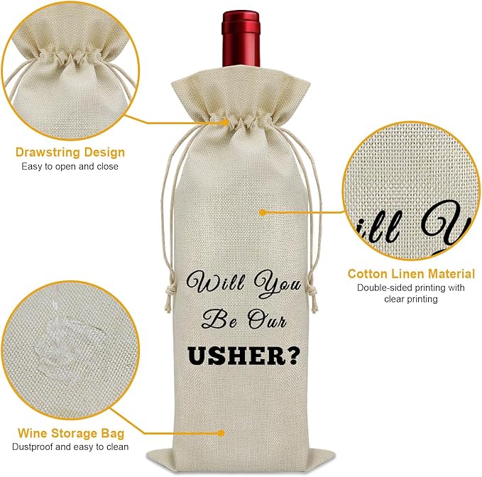 Wedding Usher Proposal Gift Wine Bag Usher Thank You Gifts Will You Be Our Usher Gift Wine Accessories Gifts for Wine Lovers Wedding Shower Gifts for Him Her Wedding Day Gifts