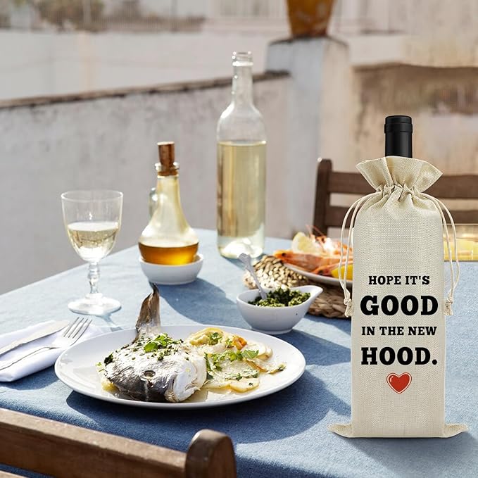 Housewarming gifts for New House Wine Bag New House Bless Gift for New Homeowner Neighbor Friends Moving Away Gifts for Home Buyers Congratulations Housewarming Wedding Birthday Party Supplies