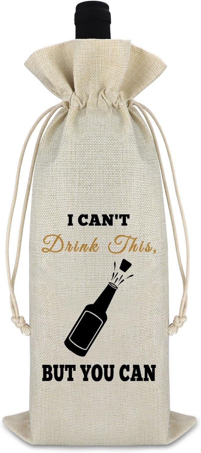 Pregnancy Announcement New Baby Announcement Gift Wine Bag for Husband Friends Grandparents Pregnancy Reveal Baby Shower Party Pregnancy Gift for Women Reusable Burlap Drawstring Wine Wrap Bag