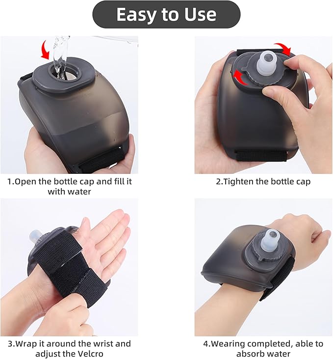 Portable Running Water Bottle Handheld, Adjustable Wrist Sports Water Bottles, Reusable Leak Proof 7 Oz Silicone Sports Water Jug for Travel Camping Rock Climbing Jogging Hiking Marathon Cycling