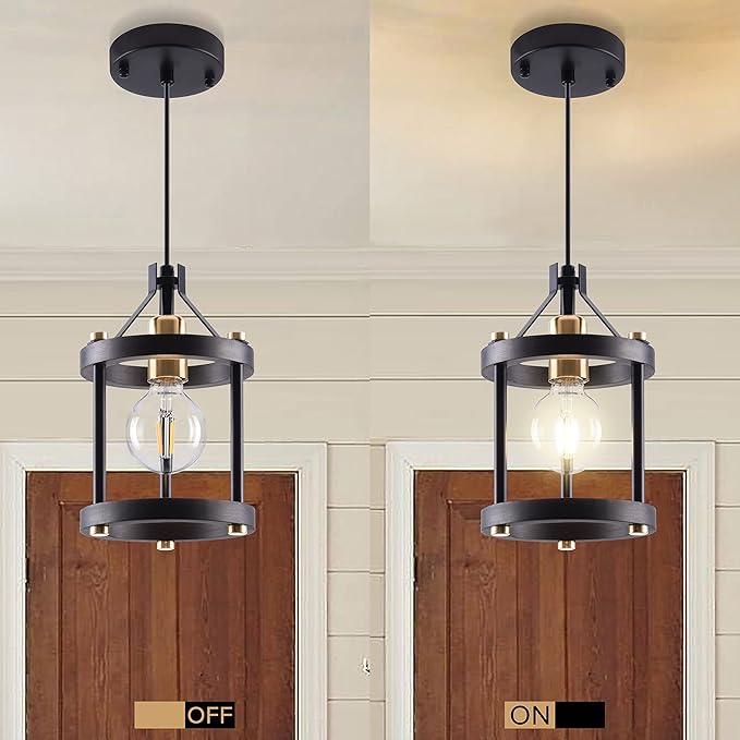 MO&OK Chandelier Set of 3 Vintage Pendant Light Fixture, Black Farmhouse Wooden Metal Chandeliers, Open Frame Hanging Lighting for Diningroom,Bar,Entrance Hall,Kitchen Island Living Room