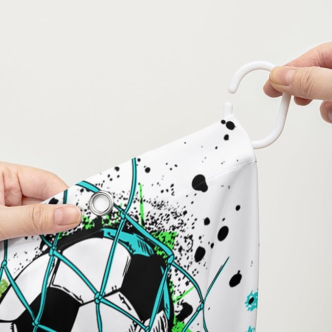 AILONEN Sport Shower Curtain,Graffiti Basketball Football Baseball Rugby Sport Art Bath Curtain Minimalist Bathroom Curtain 72" W*78" H Polyester Waterproof Bathroom Curtain with 12 Hooks